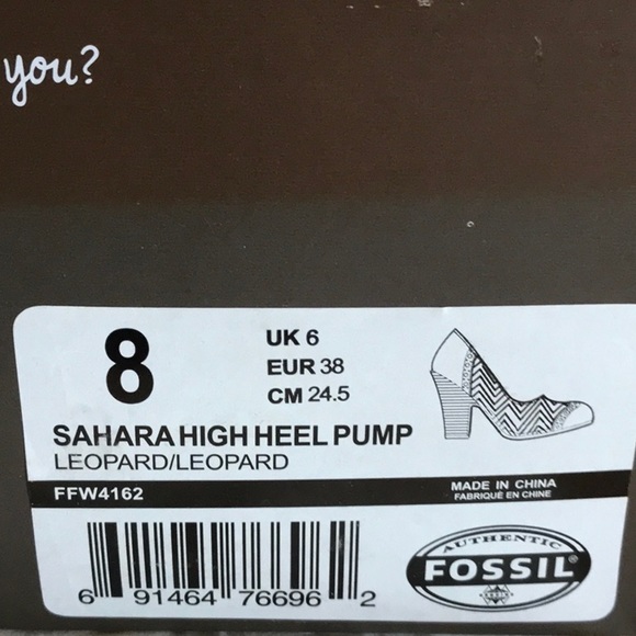 NWT Fossil Sahara Stacked Heel Pump Leather Animal Print Size 8 NIB - Picture 8 of 13